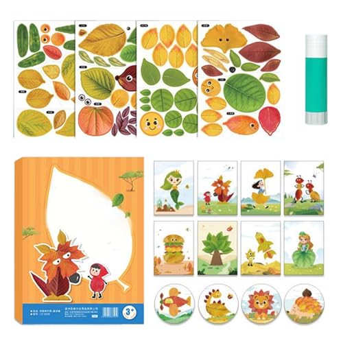 ZHUMCCY Kreatives Blattkunst Bastelset Für Kinder, Herbst Bastelset Kinder, Handgemachtes Naturblatt Bastelsets, Pädagogisches Bastelbedarf Für Klassenraum Jungens Mädchen Saisonale Festdeko Heims von ZHUMCCY
