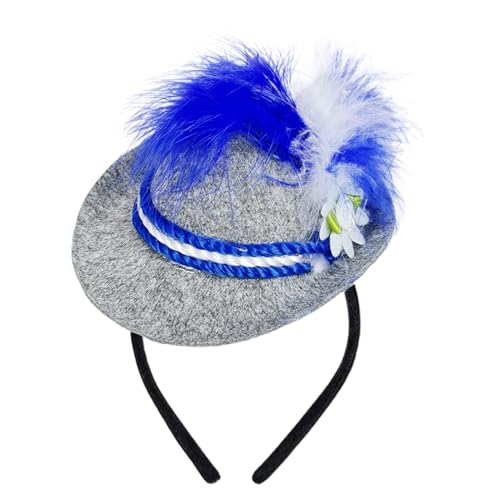 ZHUMCCY Oktoberfest Seppelhut Haarreif, Seppelhut Haarreif Mit Feder Tirolerhut Haarband Oktoberfest Hut Dekoration Für Oktoberfest Karneval von ZHUMCCY