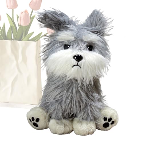 ZHUMCCY Plüsch Schnauzer Hund Spielzeug | Realistisches Plüschtier Für Den Tisch | Kuscheltier Modell & Schlafbegleiter Geschenk von ZHUMCCY