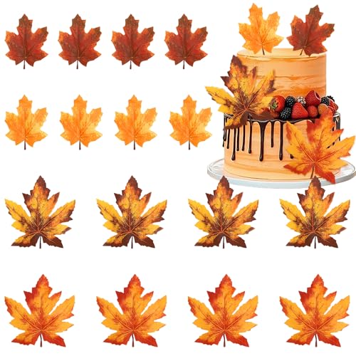 16 Stück Ahornblätter, Tafelaufsatz, Herbstblätter, Tischblumen, Tafelaufsätze, Goldblätter, Blumendekorationen für Thanksgiving, Hochzeit, Geburtstag, Party, Tafelaufsätze, Zubehör, mehrfarbig von ZHUOWEISM