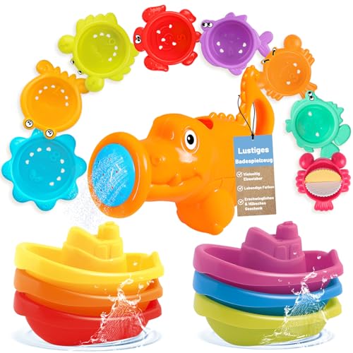 Badewannenspielzeug Baby ab 1 2 3 4 Jahre, Wasserspielzeug Kinder Badespielzeug Schwimmbad Pool Spielzeug, 15 Stück Planschbecken Baby Spielzeug für 6-12 Monate, Geburtstag Geschenk für Jungen Mädchen von ZHUOYOU