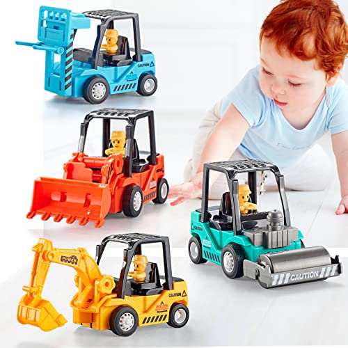 Baufahrzeuge Spielzeug Auto Junge,Bagger Spielzeugauto für Kinder 2 Jahr,4 Stücke Baustelle Sandspielzeug LKW,Siku Baustellenfahrzeuge Geschenk 3 4 5 Jahre Alt von ZHUOYOU