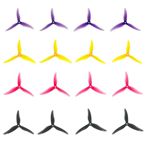 Hurricane 51477 RC Drohnenrequisiten, Propeller mit 5 mm Befestigungsloch für 2206–2407 Motor für FPV-Renndrohne, 13 cm, 4 Sets (2 Paar lila, gelb, rosa und schwarz) von ZHUOYUEFSC