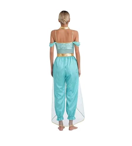 Arabisches Prinzessinnen-Kostüm für Damen, Bühnentanz, Party, Rollenspiel, Kostüm, Blau, Größe XXXL von ZHUWWQPINGIKERKRW