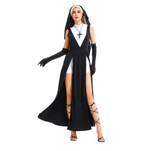 ZHUWWQPINGIKERKRW Halloween-Kostüm für Erwachsene, Cosplay, Osternonne, Kreuz, Jungfrau-Kleid, Performance-Kostüm, Schwarz, Größe L ZHUWWQPINGIKERKRW Halloween-Kostüm für Erwachsene, Cosplay, Osternonne, Kreuz, Jungfrau-Kleid, Performance-Kostüm, Schwarz, Größe L von ZHUWWQPINGIKERKRW