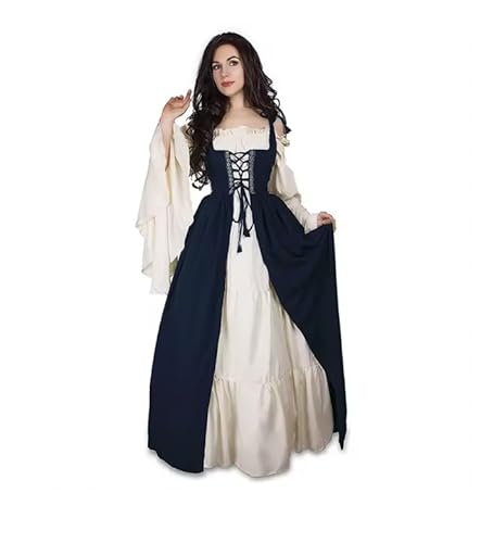 ZHUWWQPINGIKERKRW Kleid, Cosplay, Halloween, Karneval, Prinzessin, viktorianische Vestido, Blau, Größe XXL von ZHUWWQPINGIKERKRW