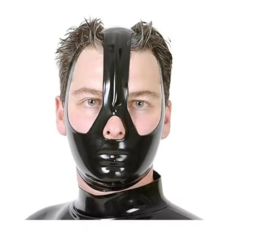 ZHUWWQPINGIKERKRW Latexmaske für Erwachsene, Gummi, offene Augen und Mund, Kopfbedeckung, Vollgesichtsmaske, Kapuze, schwarz, Cosplay, Schwarz, Größe L von ZHUWWQPINGIKERKRW