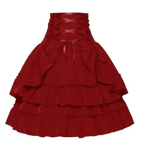 ZHUWWQPINGIKERKRW Renaissance-Elements-Kleid, europäisches mehrlagiges Kostüm für Damen, weibliches Kleidungsstück, Rot, Größe L von ZHUWWQPINGIKERKRW