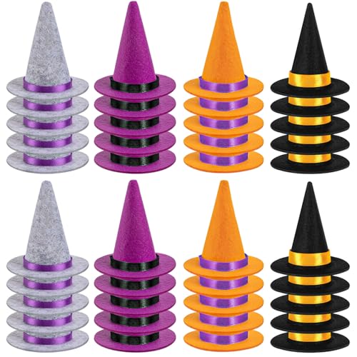 ZHWKMYP Mini-Hexenhüte, bunte kleine Hexenhüte für Bastelarbeiten, Halloween, Partyzubehör, Dekoration, 40 Stück von ZHWKMYP