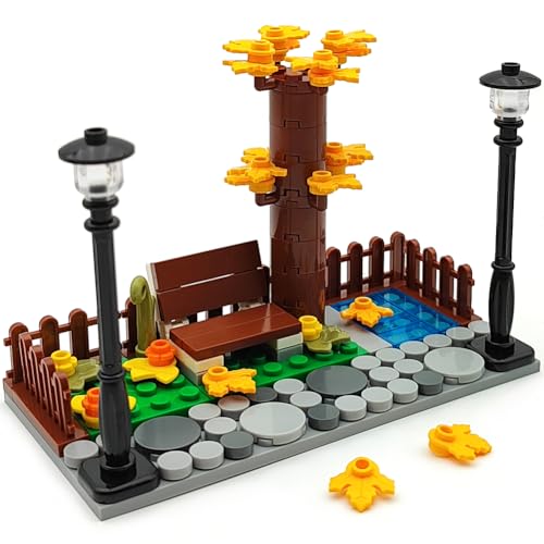 ZHX Ahornbaum-Baustein-Spielzeug, Garten, Hof, Bausteine, Stadt, Straße, Herbstlandschaft, Block, Zubehör für Kinder ab 6 Jahren (97 Stück) von ZHX