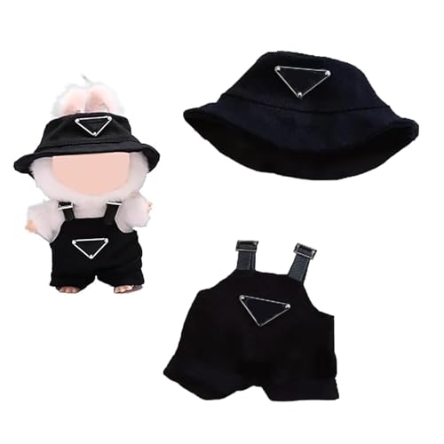 2 Stück Kleidung für LA-BU Puppe,Kuscheltier Kleidung Outfit,17 cm Puppe Kleidungsset mit Hut,Kleidung und Rucksack,Bezaubernde Puppenkleidung (Keine Puppe) Schwarz von ZHXMALL