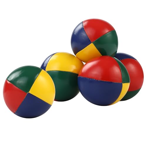 ZHYLUO 5er Set jonglierbälle,Jonglierbälle für Kinder, Freizeitsport Jonglierbälle, Wasserdicht, Kunstleder, ideal für Kinder, Anfänger und Profis von ZHYLUO