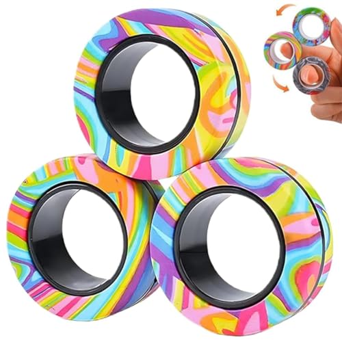 ZHjuju Magnetringe Fidget Toy - 3er Pack Regenbogenfarben, Stressabbau Spielzeug, ABS Kunststoff,Bequem, Hilft bei Angst & Konzentration, Ideal gegen Nägelkauen & Rauchen ZHjuju Magnetringe Fidget Toy - 3er Pack Regenbogenfarben, Stressabbau Spielzeug, ABS Kunststoff,Bequem, Hilft bei Angst & Konzentration, Ideal gegen Nägelkauen & Rauchen von ZHjuju