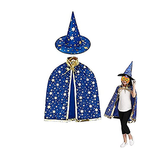 ZHjuju Zauberumhang mit Hut, Halloween Kostüm für Kinder 3-12 Jahre, Hexenumhang für Jungen Mädchen, Cosplay Party Requisiten ZHjuju Zauberumhang mit Hut, Halloween Kostüm für Kinder 3-12 Jahre, Hexenumhang für Jungen Mädchen, Cosplay Party Requisiten von ZHjuju