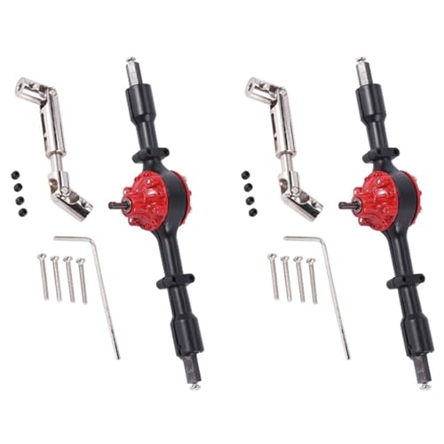 ZIBOXI 2 Satz hintere Brückenachse mit Stahlgetriebe passend for WPL D12 B14 B24 B16 B36 C14 C24 C34 C44 RC-Auto-Upgrade-Teile, Schwarz von ZIBOXI