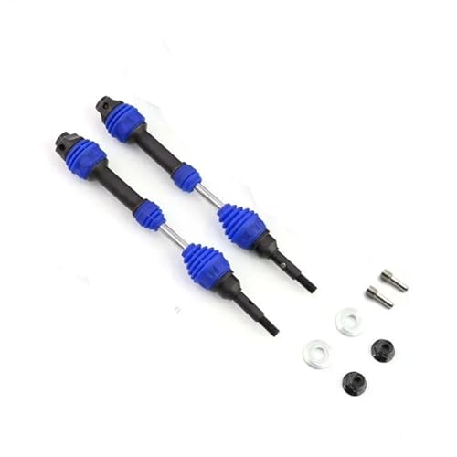 ZIBOXI 4 Stücke/2 stücke Hinten Antriebswelle Antriebswelle CVD for 1/10 Trxs Slash Rustler Hoss Stampede VXL 4X4 6851R 6852R RC Auto(Blue Front) von ZIBOXI