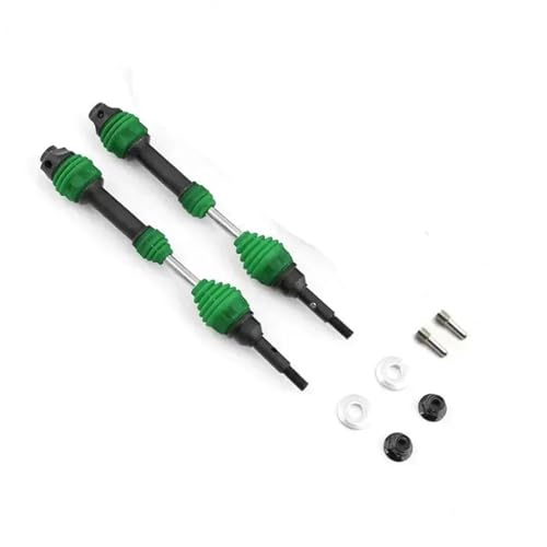 ZIBOXI 4 Stücke/2 stücke Hinten Antriebswelle Antriebswelle CVD for 1/10 Trxs Slash Rustler Hoss Stampede VXL 4X4 6851R 6852R RC Auto(Green Front) von ZIBOXI