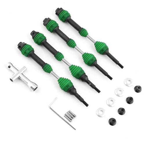 ZIBOXI 4 Stücke/2 stücke Hinten Antriebswelle Antriebswelle CVD for 1/10 Trxs Slash Rustler Hoss Stampede VXL 4X4 6851R 6852R RC Auto(Green Front Rear) von ZIBOXI