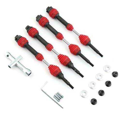 ZIBOXI 4 Stücke/2 stücke Hinten Antriebswelle Antriebswelle CVD for 1/10 Trxs Slash Rustler Hoss Stampede VXL 4X4 6851R 6852R RC Auto(Red Front Rear) von ZIBOXI