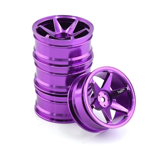 ZIBOXI 4 stücke 52mm 1/10 RC On-Road Drift Racing Auto Felge Radnaben TE37 Fit for Tamiya for Kyosho for HSP for HPI for Sakura for Rote Katze (Color : Purple) von ZIBOXI