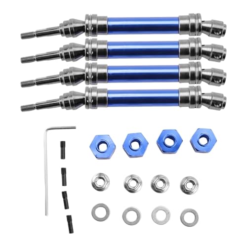 ZIBOXI 4-teilige Metall-Antriebswelle vorne und hinten CVD for 1/10 Traxxas Slash Rustler Stampede Hoss VXL 4X4 RC-Auto-Upgrade-Teile, blau von ZIBOXI