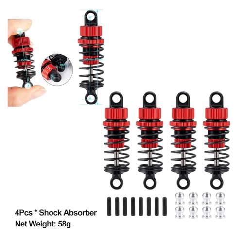 ZIBOXI Stoßdämpfer CVD Antriebswelle Batterie Montage Platte Suspension Arm for 1/10 Tamiya TT02 Volle Set Upgrade Teile(55MM Shock-Red) von ZIBOXI