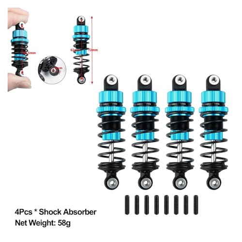 ZIBOXI Stoßdämpfer CVD Antriebswelle Batterie Montage Platte Suspension Arm for 1/10 Tamiya TT02 Volle Set Upgrade Teile(62MM Shock-Blue) von ZIBOXI