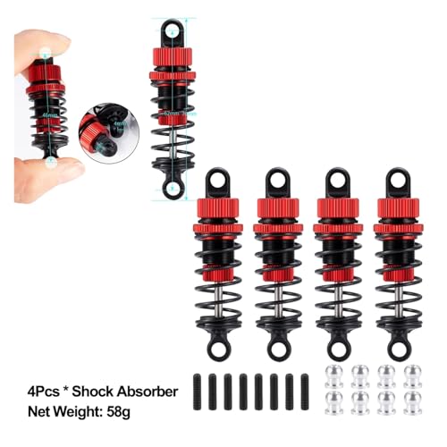 ZIBOXI Stoßdämpfer CVD Antriebswelle Batterie Montage Platte Suspension Arm for 1/10 Tamiya TT02 Volle Set Upgrade Teile(62MM Shock-Red) von ZIBOXI