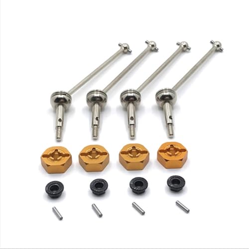 ZIBOXI Upgrade Vorne Und Hinten Kardanwelle 12mm Adapter for Wltoys 144001 144002 144010 124016 124017 124018 124019 RC Auto Teile(Yellow) von ZIBOXI