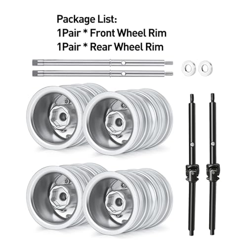 ZIBOXI Vorder- und Hinterradreifen, Naben und CVD-Antriebswellensatz for 1/24 RC-Crawler-Autos, Axial SCX24, alle Serien, modifizierte Upgrade-Teile(Front and Rear Rim) von ZIBOXI