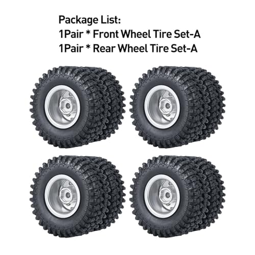 ZIBOXI Vorder- und Hinterradreifen, Naben und CVD-Antriebswellensatz for 1/24 RC-Crawler-Autos, Axial SCX24, alle Serien, modifizierte Upgrade-Teile(Wheel Tire Set-A) von ZIBOXI