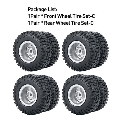 ZIBOXI Vorder- und Hinterradreifen, Naben und CVD-Antriebswellensatz for 1/24 RC-Crawler-Autos, Axial SCX24, alle Serien, modifizierte Upgrade-Teile(Wheel Tire Set-C) von ZIBOXI