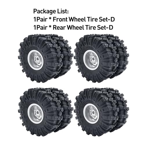 ZIBOXI Vorder- und Hinterradreifen, Naben und CVD-Antriebswellensatz for 1/24 RC-Crawler-Autos, Axial SCX24, alle Serien, modifizierte Upgrade-Teile(Wheel Tire Set-D) von ZIBOXI