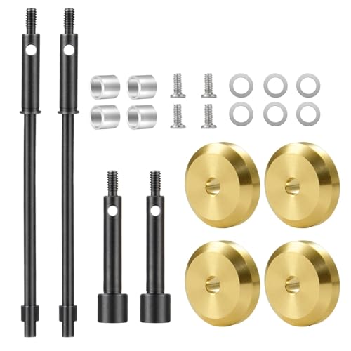 ZIBOXI Vorne Hinten CVD Antriebswelle + 4mm Stahl Achsen Messing Gewichte Erweitern Rad Hub Set for 1/24 Axial SCX24 Upgrade Teile(CVD and Brass) von ZIBOXI
