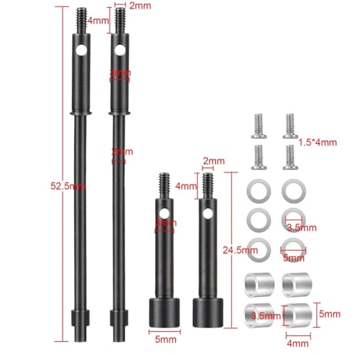 ZIBOXI Vorne Hinten CVD Antriebswelle + 4mm Stahl Achsen Messing Gewichte Erweitern Rad Hub Set for 1/24 Axial SCX24 Upgrade Teile(Front Rear CVD) von ZIBOXI