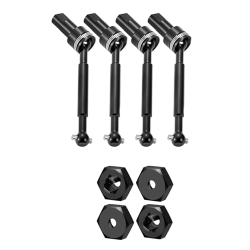 ZIBOXI Vorne Hinten CVD Antriebswelle Und Rad Hex Adapter for 1/18 T-raxxas Latrax Teton Upgrade Zubehör(Black) von ZIBOXI