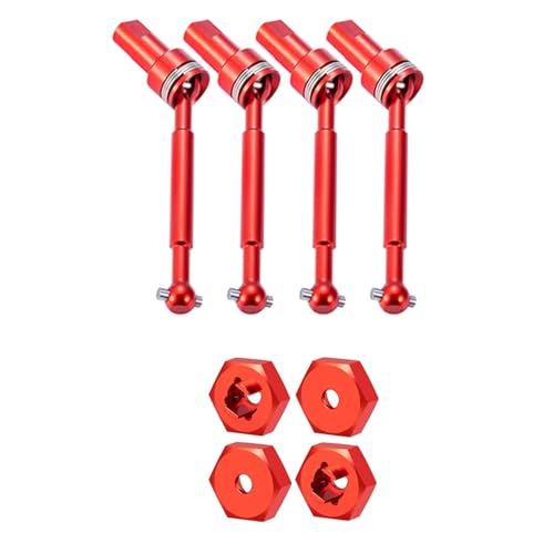 ZIBOXI Vorne Hinten CVD Antriebswelle Und Rad Hex Adapter for 1/18 T-raxxas Latrax Teton Upgrade Zubehör(Red) von ZIBOXI