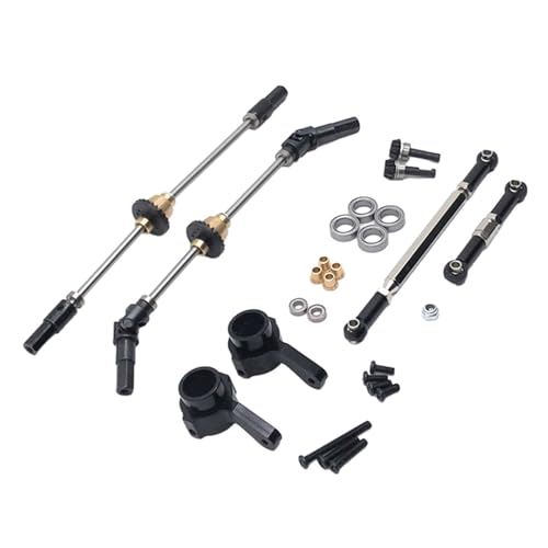 ZIBOXI for MN D90 MN99S Vor Mitte Hinterachse Stahl Getriebe Antriebswelle Lenkung Link Stange Lenkung Tasse Set RC Auto Upgrade Teile(Black) von ZIBOXI