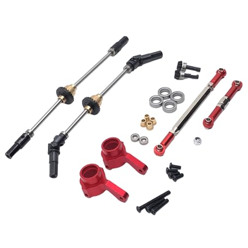 ZIBOXI for MN D90 MN99S Vor Mitte Hinterachse Stahl Getriebe Antriebswelle Lenkung Link Stange Lenkung Tasse Set RC Auto Upgrade Teile(Red) von ZIBOXI