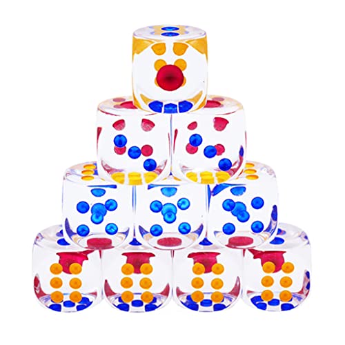 10pcs Farbenfrohe Transparente Digitale Würfel 6 Seiten Acrylkristall Würfel Kinder Puzzle Würfel Spielzeugbrettspiel KTV Würfel von ZIDDAR