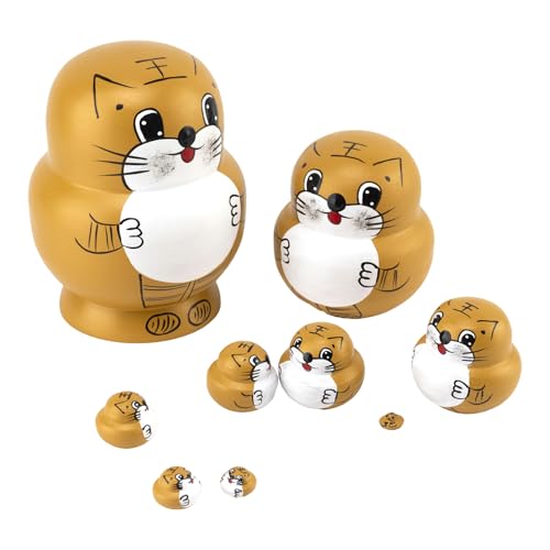 ZIDDAR Handgefertigte Russische Nistpuppen 10pieces Wood Matryoshka Set Folkarts Cartoon Thema Sammlernistpuppen Set Set von ZIDDAR