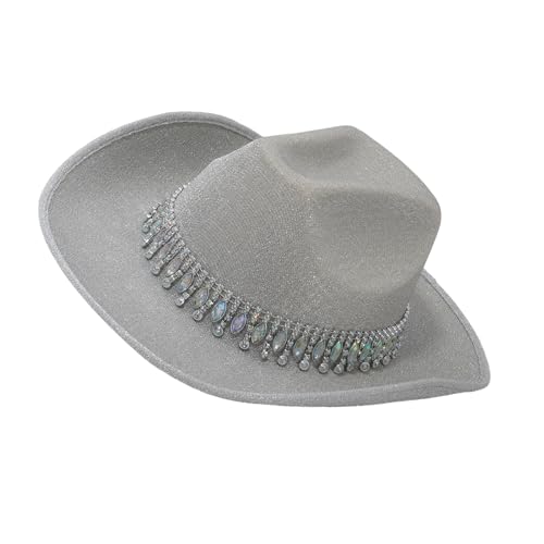 ZIDDAR Stylish Western Hat Bühnenbühnenauftritte Kostüm Mit Strasspolyester Für Hochzeiten Und Festivals Party von ZIDDAR