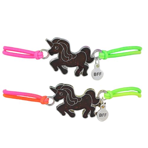 ZILZUFA 2 Stück Einhorn Pferde Armband, Stimmungsarmband mit Anhänger für Kinder, Wechselt die Farbe, Freundschaftsarmbänder Kinder, Mitgebsel Kindergeburtstag, Einhorn Mädchen Geschenke von ZILZUFA