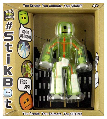 Stikbot, Translucent Light Green Stikbot Action Figure [Glows In the Dark], 3 Inches by Zing von Zing