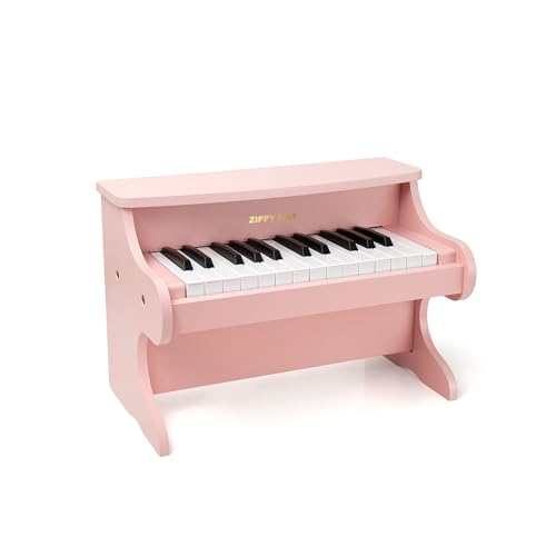 ZIPPY MAT Kinder Klavier Tastatur, 25 Tasten Digitalpiano für Kinder, Mini Musik Lerninstrument Spielzeug, Holz Klavier für Kleinkinder Mädchen Jungen (Rosa) von ZIPPY MAT