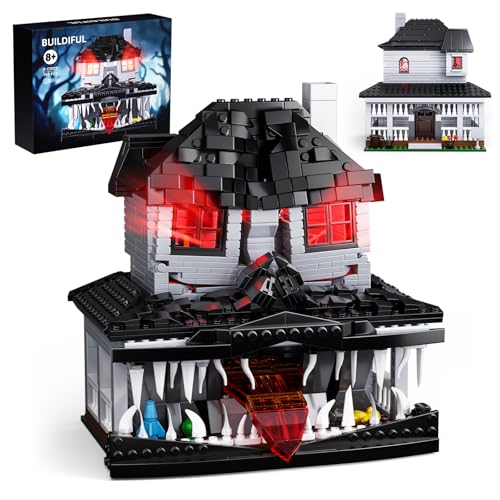 ZIQILIGHTING Monsterhaus Bausatz mit Licht, Horror Altarchitektur Spielzeug, Science-Fiction Cartoon Sammelgeschenk für Fans, Kinder ab 8 Jahren und Erwachsene (750 Teile) von ZIQILIGHTING