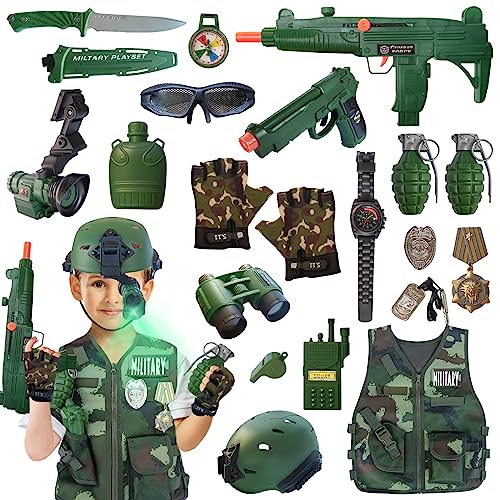 20-teiliges Armee-Kostüm für Kinder, Soldaten-Militär-Kostüm für Jungen 3–10, Kinder, Armee-Ausrüstung, Rollenspiel, Halloween-Kostüm, Camouflage-Set mit Weste, Camouflage-Handschuhe, Helm 20-teiliges Armee-Kostüm für Kinder, Soldaten-Militär-Kostüm für Jungen 3–10, Kinder, Armee-Ausrüstung, Rollenspiel, Halloween-Kostüm, Camouflage-Set mit Weste, Camouflage-Handschuhe, Helm von ZIRSENG