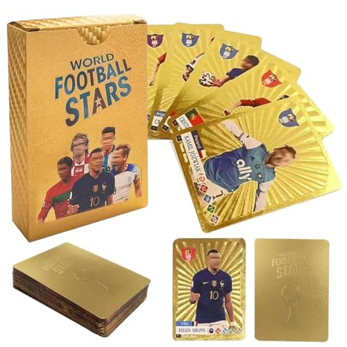 ZIRYAKO Gold Foil Football Cards, Pack of 55 World Cup Football Star Cards, UEFA Champions League Football Cards, Football Trading Cards, Football Cards for Fans, Children, Teenagers and Adults von ZIRYAKO