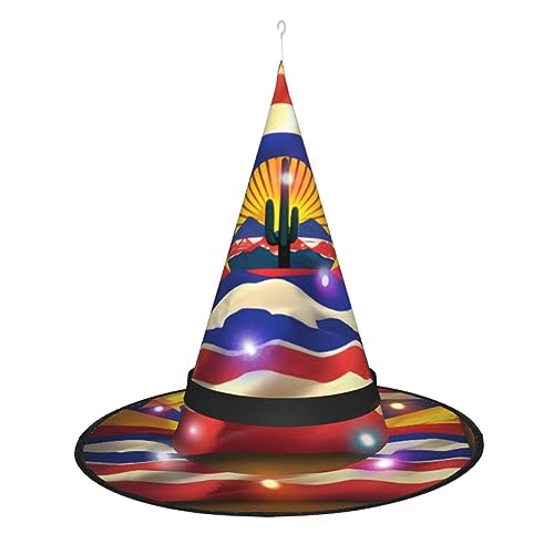 ZISHAK Arizona-Flagge, Standard-Halloween-Hexenhut, beleuchtetes Accessoire, perfekt für Partys und Rollenspiele von ZISHAK