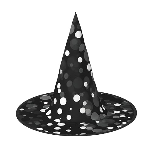 ZISHAK Halloween-Hexenhut für Damen, schwarzer und weißer Punktemuster, ultimativer Partyhut für das beste Halloween-Kostüm-Ensemble von ZISHAK